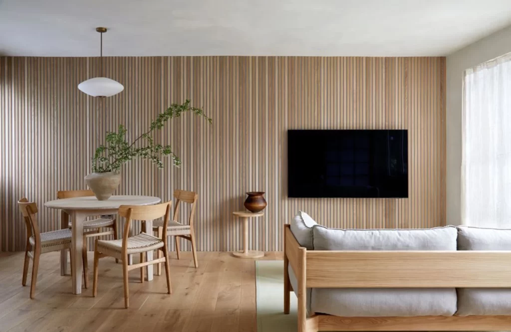 سالن پذیرایی و نشیمن آپارتمان با طراحی ژاپنی
