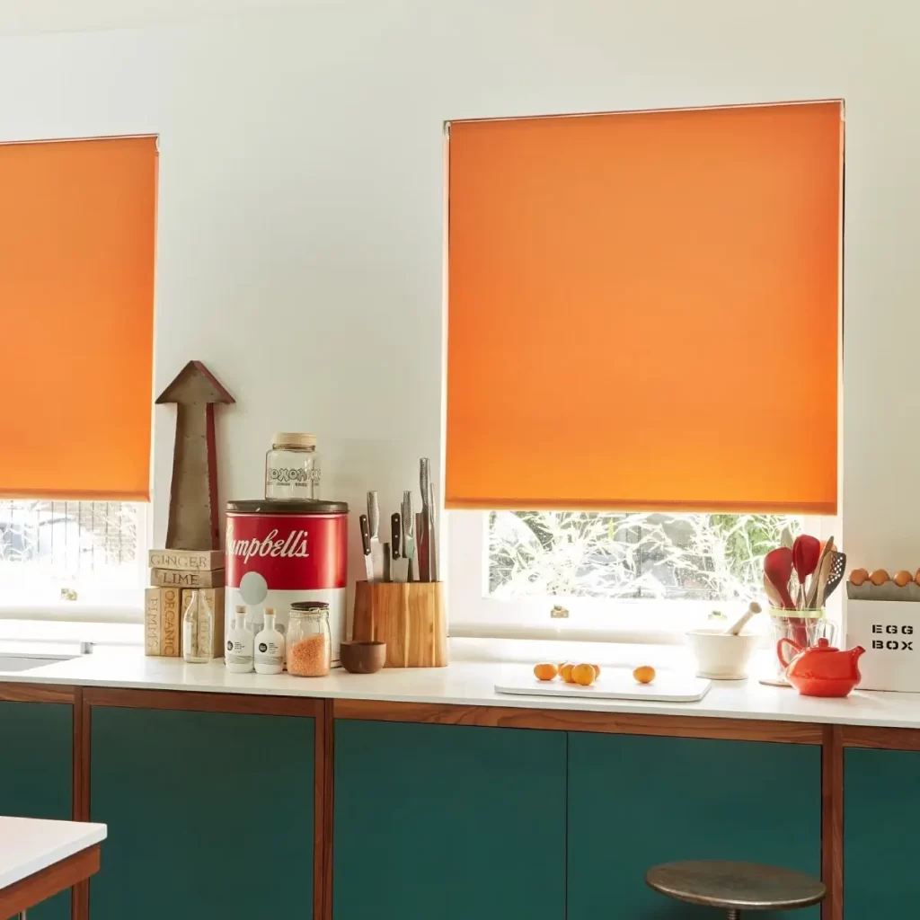 پرده آشپزخانه به رنگ نارنجی