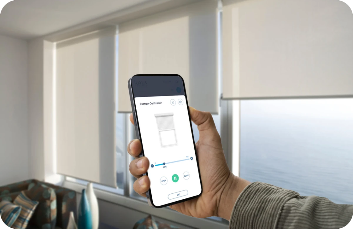 جابجا کردن پرده شید هوشمند با اپ موبایل